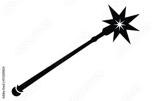Solid black silhouette features a magic wand with starburst at its end