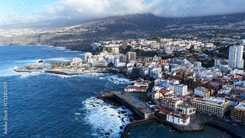 survol de Puerto de la Cruz, Tenerife, Îles Canaries, Espagne
