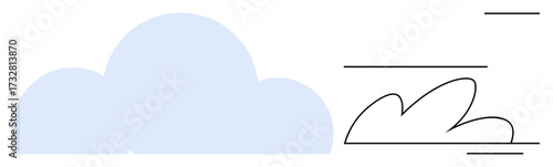 Simplified cloud shape with dynamic motion lines emphasizing speed, technology, and progress. Ideal for weather, data storage, innovation, cloud computing, internet networking and futurism. Simple