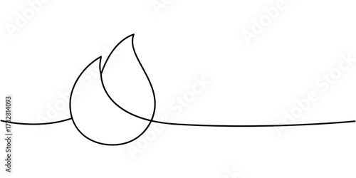 Minimal line art fire flame. Decorative seamless vector border with simple outline flame design