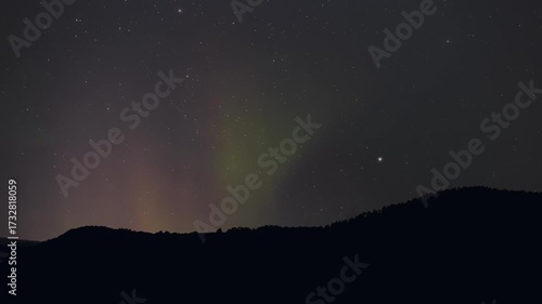 Wallpaper Mural Aurora borealis, polar lights with Milky Way stars. Time-lapse video.. Torontodigital.ca