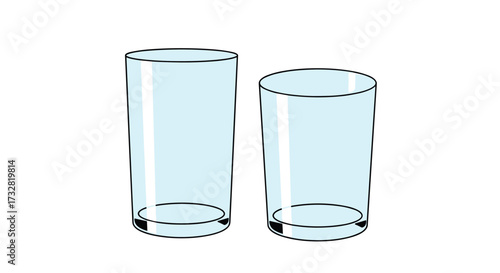 Two empty transparent cylindrical glasses are shown side by side on a white background.