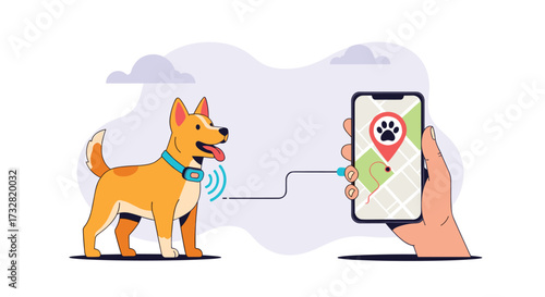 Pet tracking device helps locate lost dogs using mobile app and GPS.