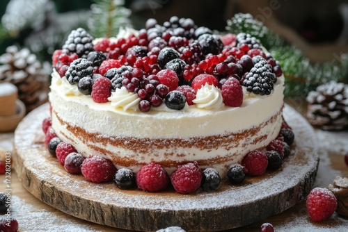 Wallpaper Mural Cake topped with berries and cream. Torontodigital.ca
