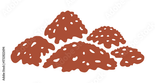 Abstract illustration of brown mounds with white speckles