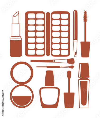 Collection of Makeup and Beauty Products in Silhouette
