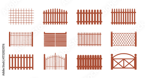 Collection of Various Brown Fence and Gate Designs