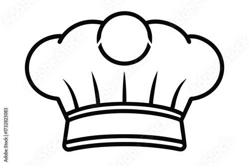 Black outline depicts a stylized chef's hat with rounded shapes and band design