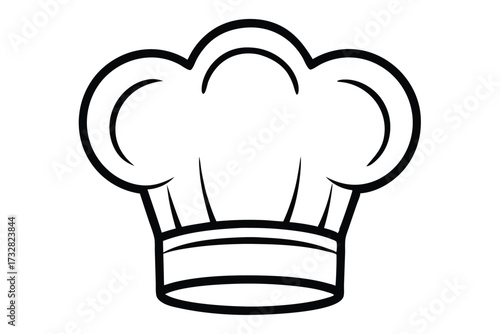 Classic monochrome chef hat outline represents culinary professionalism and elegant dining service