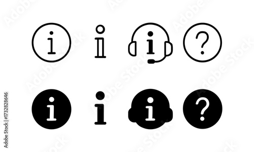 Information and support icons set in minimalist design