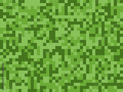 Pixel camouflage seamless vector background. Retro digital pixelated green texture. Pixel game inspired pattern 