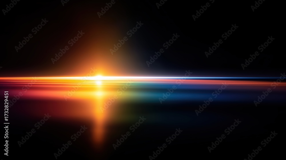 Fototapeta premium Abstract rainbow light beam glowing in darkness symbolizing hope, diversity, and new beginnings.