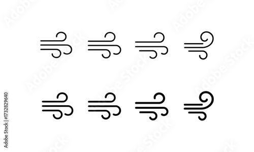 Minimalist wind icons collection for weather and nature design projects