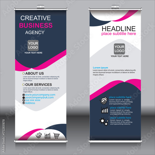 Professional corporate and business colorful roll up banner design template, design template set with creative concept. gradient color vector template design.
