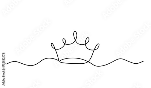 Royal Crown continuous line drawing. Simple king crown outline design concept. Vector illustration minimalist design hand drawn. Editable stroke	