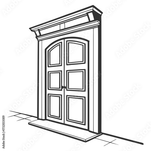 vector illustration of an open door