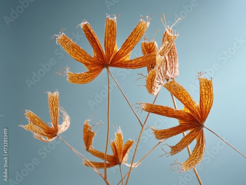 Dried orange-brown seed pod...