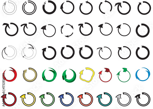 Colorful Circular Arrow Icons and Reload Symbols Vector Set - Business arrow/ loop set