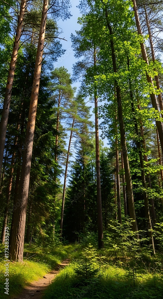 Fototapeta premium Forest Path Sunlight.