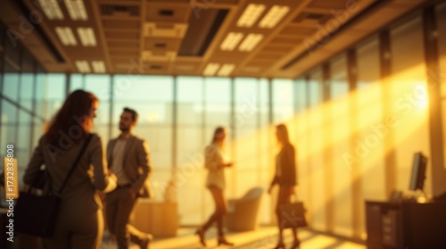 Business office with blurred people casual wear, with blurred background