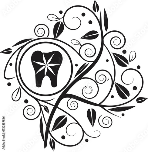 Elegant dental logo design with floral ornaments and plant elements
