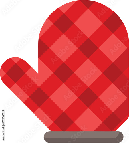 Kitchen Oven Mitt Glove – Red Plaid Cooking Vector Illustration