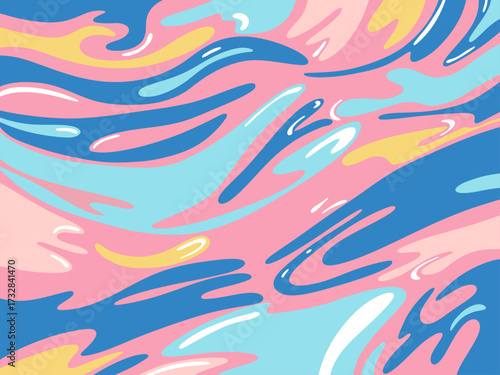 Abstract  Retro Colorful Wavy Banner Background in Iridescent Liquid Holographic Foil Soft Pastel Neon Gradients for Posters, Flyers, and Covers