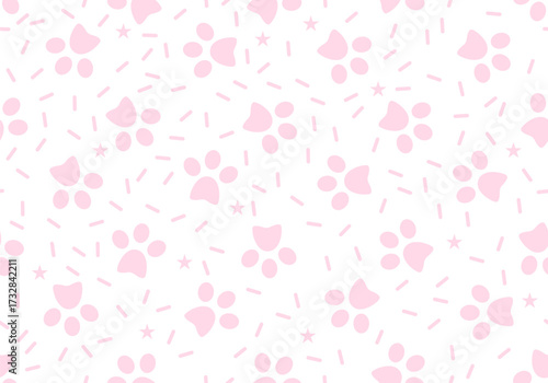 Dog paw seamless pattern cat footprint french bulldog kitten calico vector puppy pet cartoon doodle tile background gift wrapping paper repeat wallpaper illustration design
