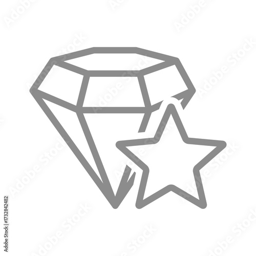 Diamond with star line icon. Excellence, spotlight, or top-rated value symbol. Vector illustration