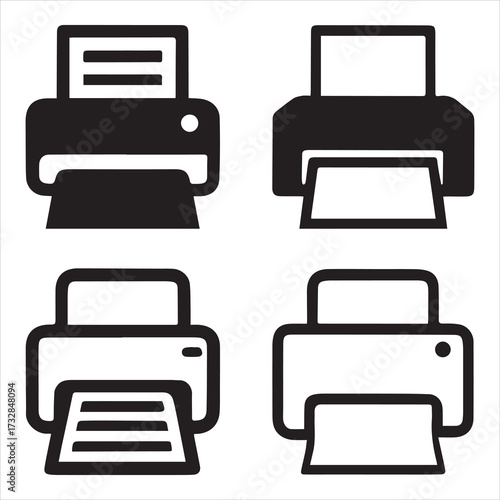 printer machine icon set vector