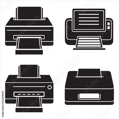 printer machine icon set vector