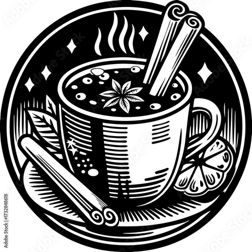 A warm glass of mulled wine vector illustration