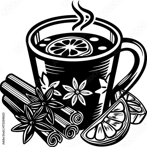 A glass of mulled wine on a white background vector illustration