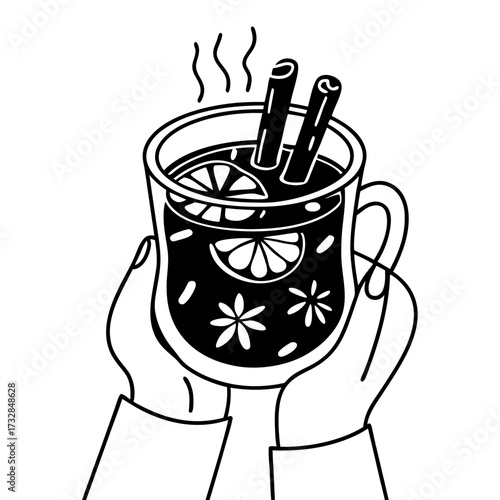 A festive glass of mulled wine vector illustration