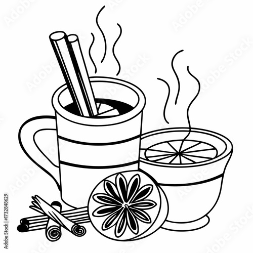 A delicious glass of mulled wine on a plain white background vector illustration