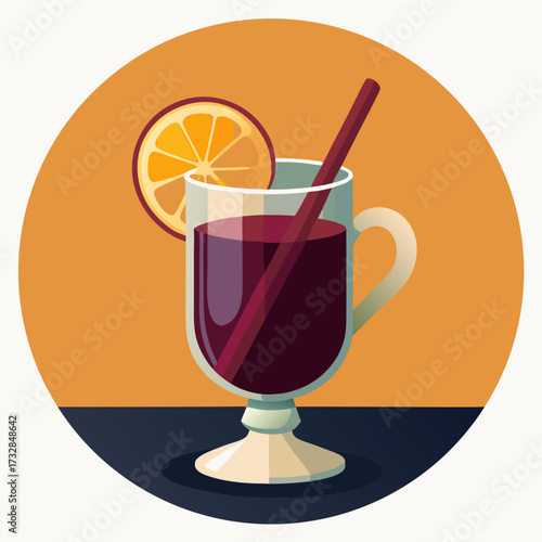 A tasty glass of mulled wine on a white background vector illustration