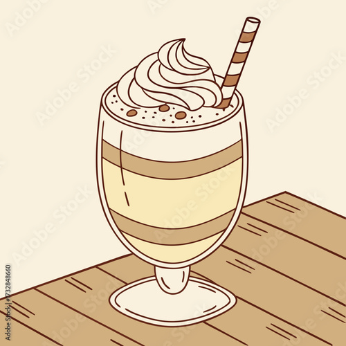 A festive glass of eggnog vector illustration
