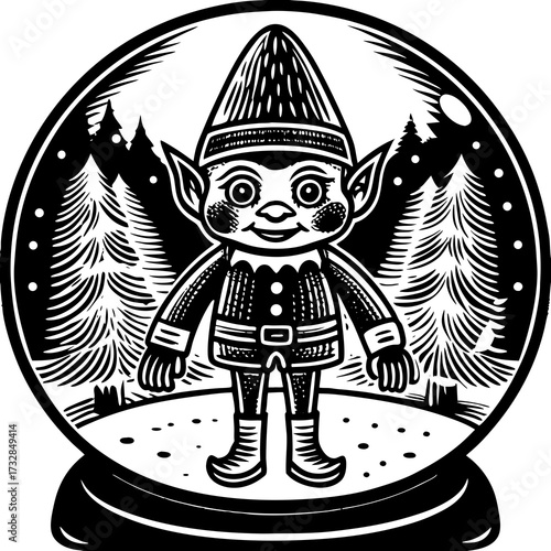A cheerful elf sitting on a shelf isolated on a white background vector illustration