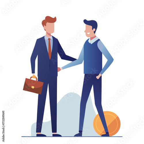 Venture capital investor icon with a money bag and hand vector illustration