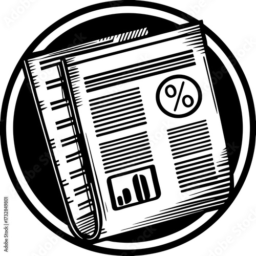 Tax document icon with a percentage symbol on white background vector illustration