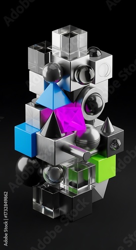 Abstract Geometric Shapes Composition.