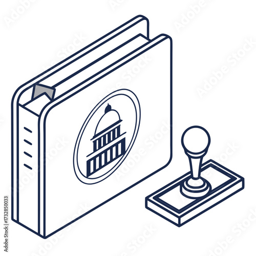 Corporate tax filing folder icon with an official government stamp vector illustration