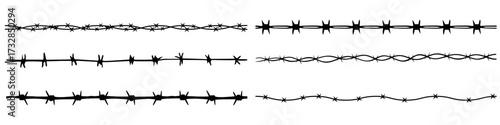 Barbed wire icon vector set. Barbwire illustration sign collection. Fence symbol or logo.