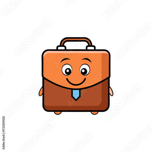 A friendly briefcase character with a happy smiling face vector illustration