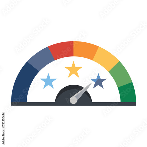 A credit score rating meter icon in a flat vector style vector illustration