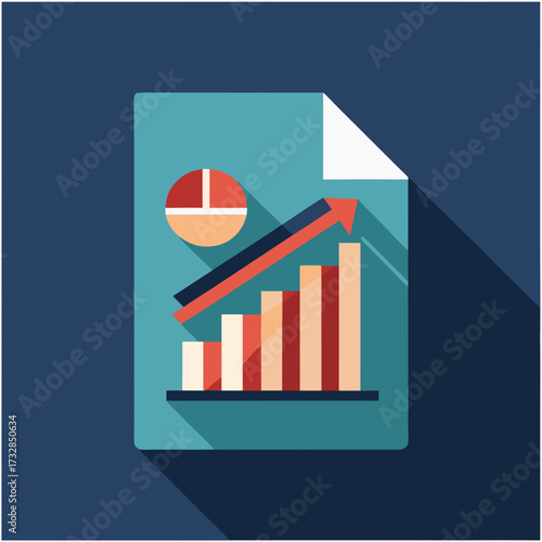 A file icon for a company profit report with a rising bar chart vector illustration