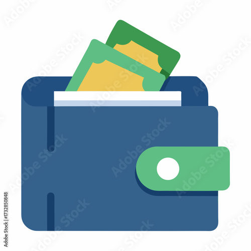 An icon of a wallet with both cash and a credit card sticking out vector illustration