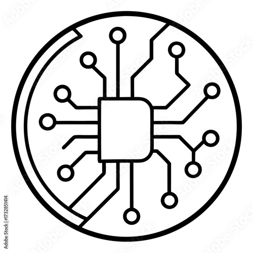 A Bitcoin coin icon with a digital cryptocurrency circuit line design vector illustration
