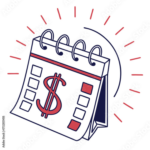A debt repayment calendar icon in a flat design on a white background vector illustration