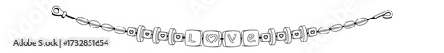 Love beaded bracelet black-and-white accessory